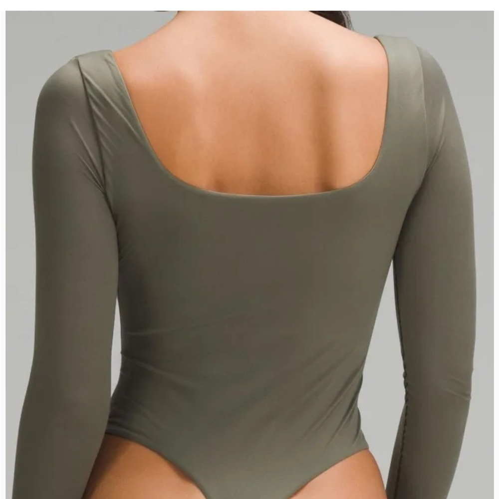 lululemon Wundermost Army Green Square Neck Bodysuit - Picture 2 of 6